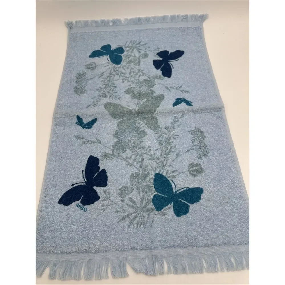 Set Of Vintage Cannon Blue Butterfly Towel Set. NWT